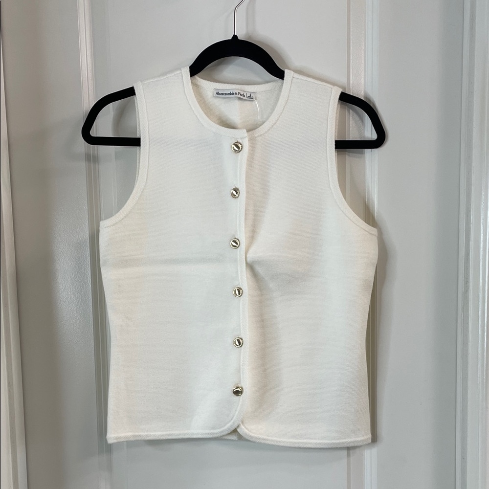 Abercrombie & Fitch Cream Textured Button-Up Top